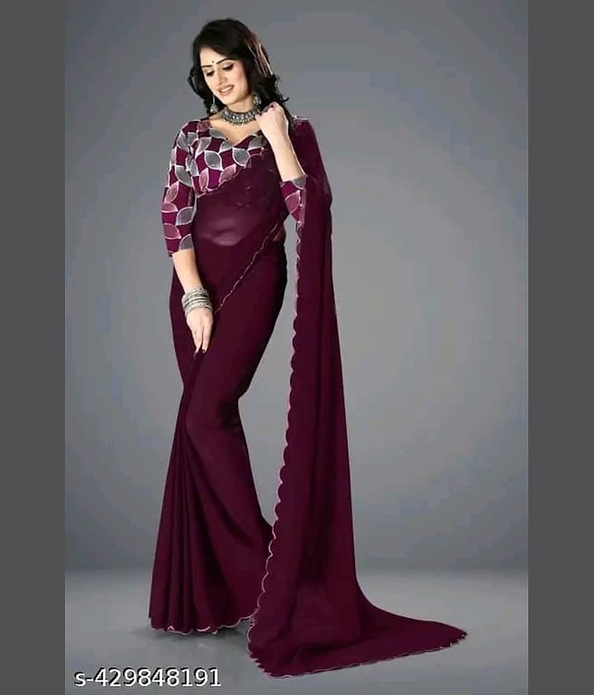 supalee Tex Georgette Solid Saree With Unstitched Blouse Piece ( Multicolor1 )