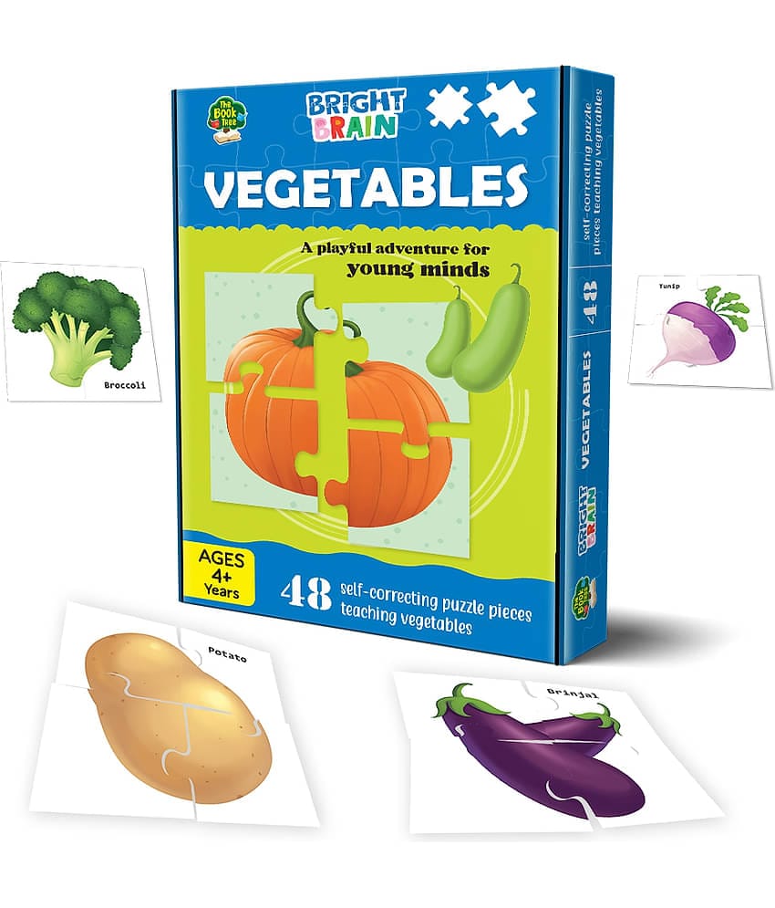 The Book Tree Bright Brain Vegetables 48 Piece Jigsaw Puzzle for Preschoolers, Educational Toy for Learning Animals Family Food, Gifts for Kids Ages 3 to 6