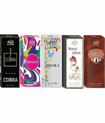 ST.JOHN Cobra ,Desire Essence,M Q & Narcotic Pocket Perfume for Men 10 ml ( Pack of 5 )