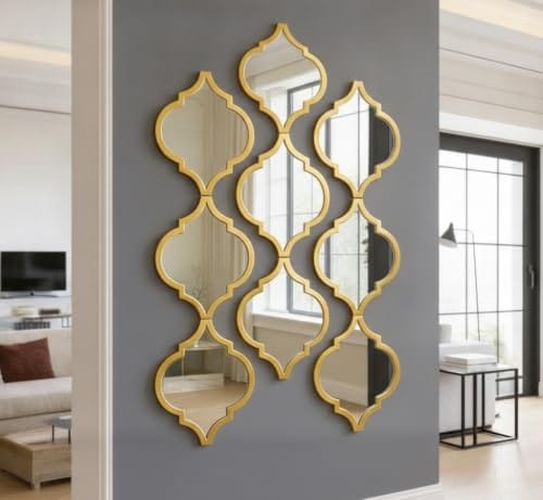 Wall Hanging, 9 Pcs Gold Acrylic Decor for Home and Bedroom