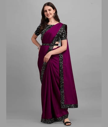Parmila Fashion Chiffon Embellished Saree With Unstitched Blouse Piece ( Black )