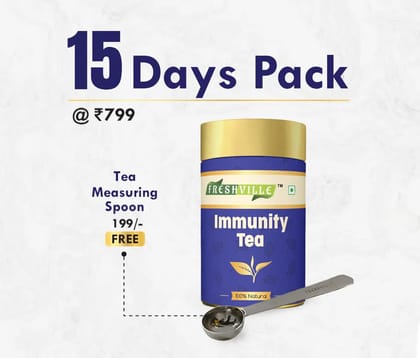 Freshville Immunity Tea | Pure & Natural | Immunity Booster | Improving Concentration | Turmeric, Cinnamon, Ginger, Clove, Ashwagandha, Mintfennel, Moringa, Tulsi, Giloy, Amla, Green Tea Tin Freshville Immunity Tea | Pure & Natural | Immunity Booster | Improving Concentration | Turmeric, Cinnamon, Ginger, Clove, Ashwagandha, Mintfennel, Moringa, Tulsi, Giloy, Amla, Green Tea Tin