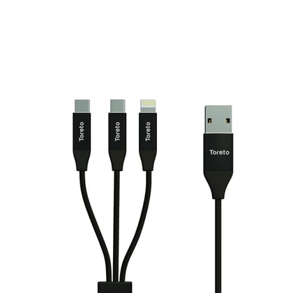 Toreto 924 TOR 3-in-1 Cable Dura Trio: Versatile- Durable- and Fast Charging Solution for Multiple Devices