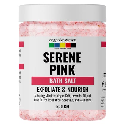 Organix Mantra Serene Pink Himalayan Bath Salt | Lavender & Olive Oil Infused for Relaxation & Skin Hydration | Exfoliation | Eco-Friendly Spa Experience - 500G 