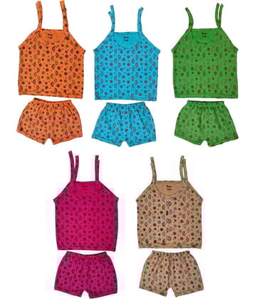 NARPAVI TRENDS Pack of 5 Unisex for Baby Cotton Top & Shorts ( Multicolor )