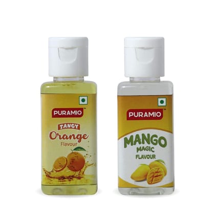Puramio Combo Concentrated Flavours (Mango Magic + Tangy Orange), 50 ml Each - Pack of 2
