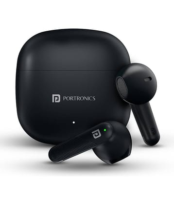 Portronics In-the-ear Bluetooth Headset with Upto 30h Talktime True Wireless - Black