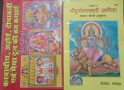 Shri Durga Saptashati Book Sachitra Hindi,gita press With Karwa Chauth, Ahoyi Ashtami,Dhanteras,Deepawali Bhaiya Dooj, Govardhan Puja Vrat Katha(Paperback) � 1 January 2020 [Paperback] [Jul 31, 2023] amit pockret book and geeta press