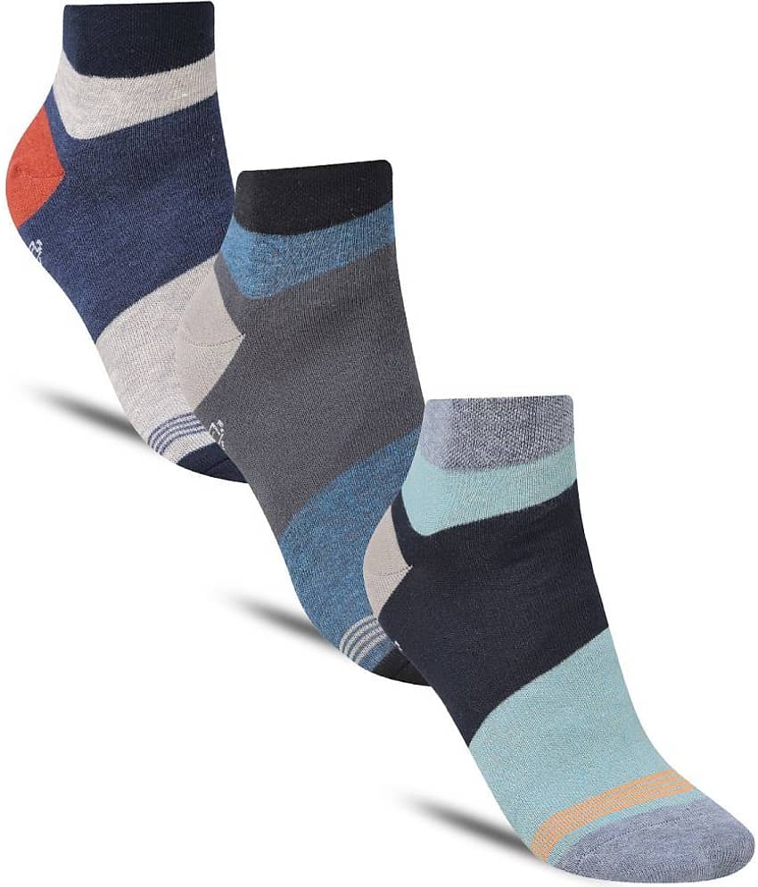 Dollar - Cotton Men's Striped Multicolor Ankle Length Socks ( Pack of 3 )