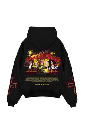 Guns N Roses Designed Oversized Hoodie-S / Black