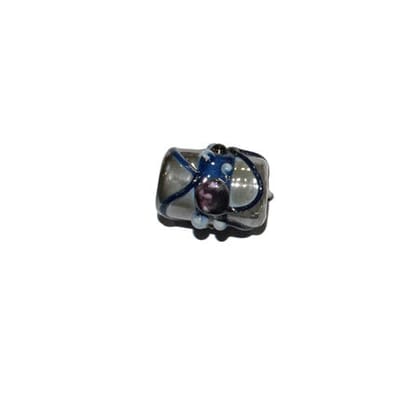 Wedding Cake Beads (Vintage) Handmade Lampwork Glass Beads (Tube), VGM-071-Per Packet 25 Pcs / 14X10 MM / Gray
