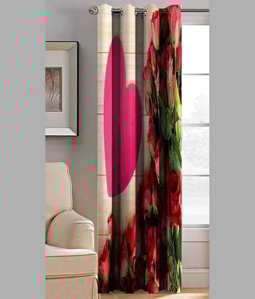BELLA TRUE Abstract Printed Semi-Transparent Eyelet Curtain 7 ft ( Pack of 1 ) - Multicolor