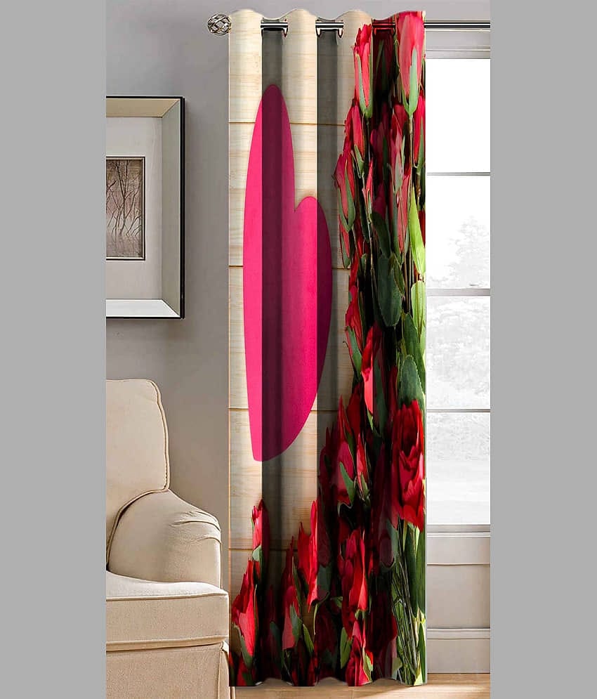 BELLA TRUE Abstract Printed Semi-Transparent Eyelet Curtain 7 ft ( Pack of 1 ) - Multicolor