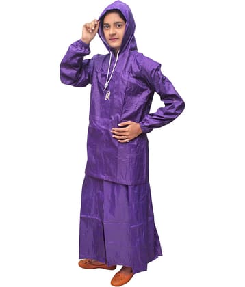 Goodluck Nylon Raincoat Set - Purple