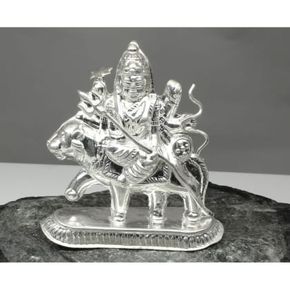 Pure Silver Hollow Durga Mata Sheron wali Statue Murti