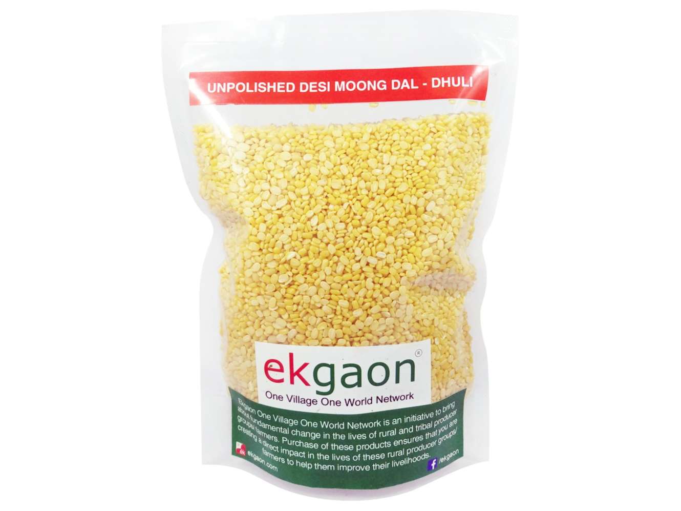 Ekgaon Unpolished Desi Moong Dal - Dhuli (Washed & Split Green Gram) (1Kg)