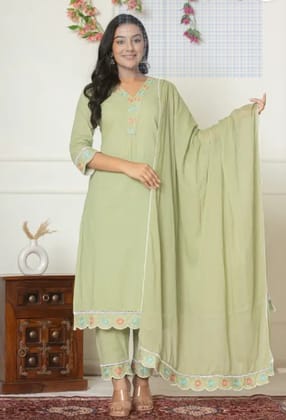 Women Pure Cotton Kurti Palazzo Dupatta Set