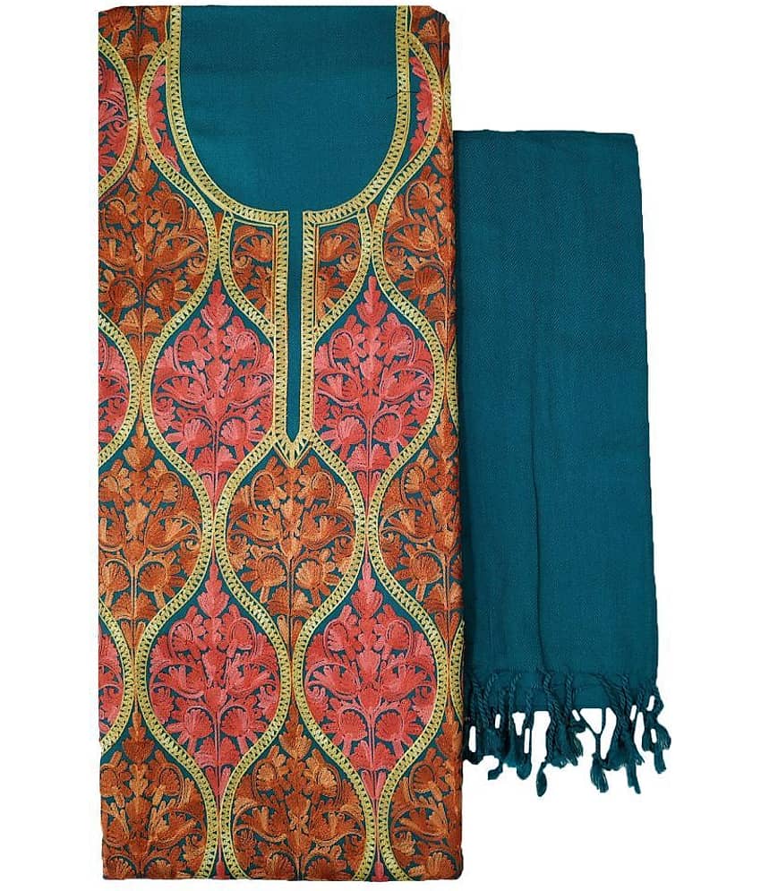 KASHMIRI Blue Woollen Dress Material