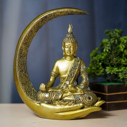 Craftlayout Resin Setting On Hand Stone Lord Buddha Statue - Gold 20 Cm