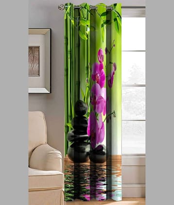 BELLA TRUE Abstract Printed Semi-Transparent Eyelet Curtain 9 ft ( Pack of 1 ) - Multicolor