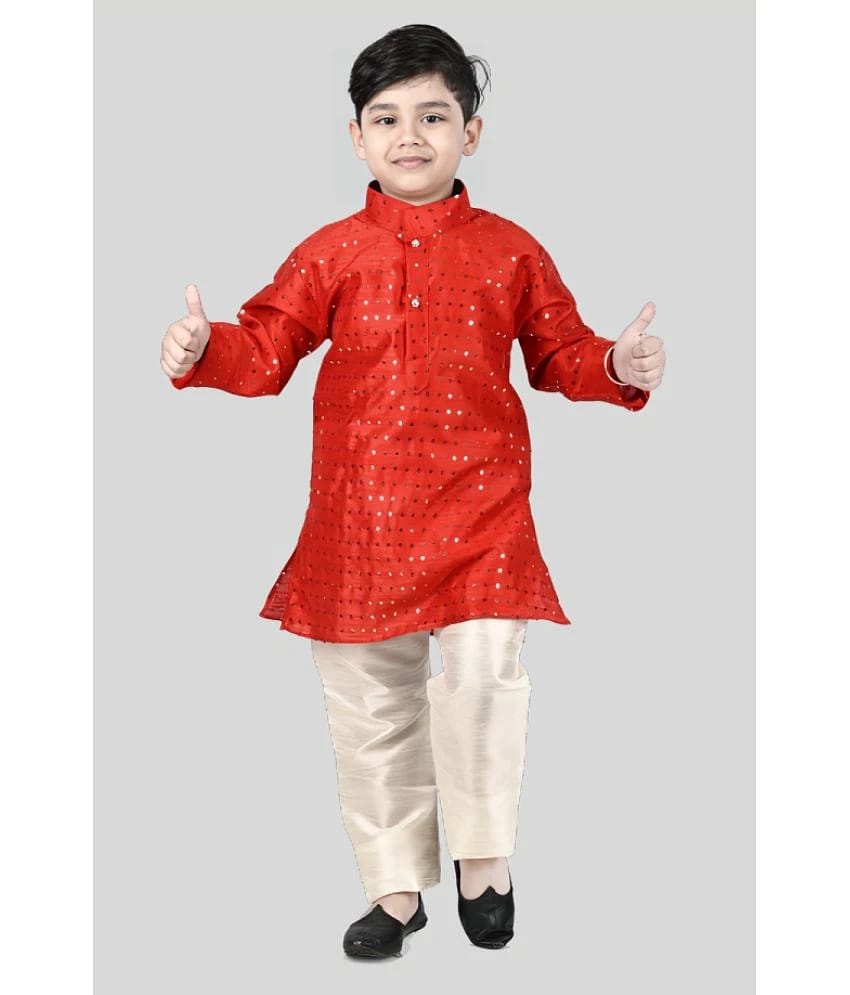 s muktar garments Red Silk Boys ( Pack of 1 ) - None