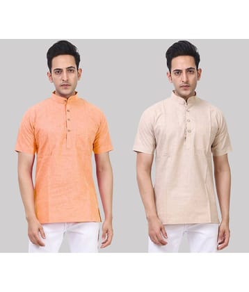 Kundan - Muticolor Cotton Blend Men's Regular Kurta ( Pack of 2 )