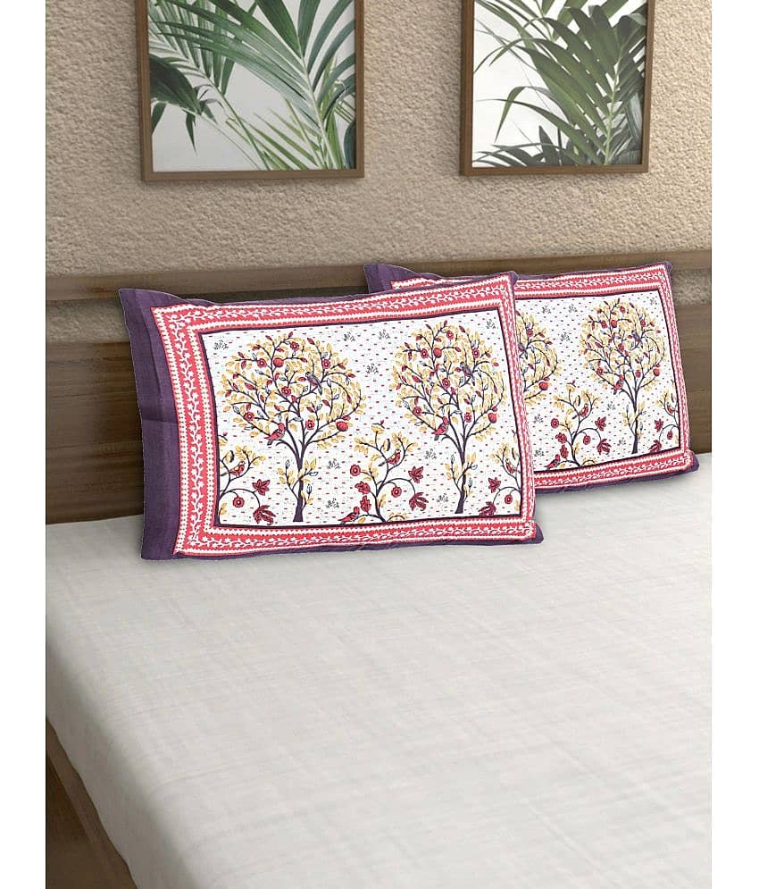 AJ Home - Pack of 2 Cotton Floral Regular Pillow Cover ( 68.58 cm(27) x 43.18 cm(17) ) - Pink