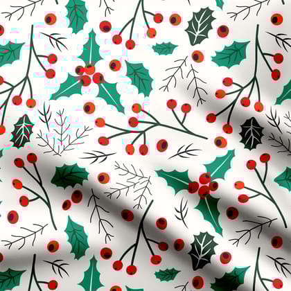 Holly Mistletoe Berries Christmas-Cotton