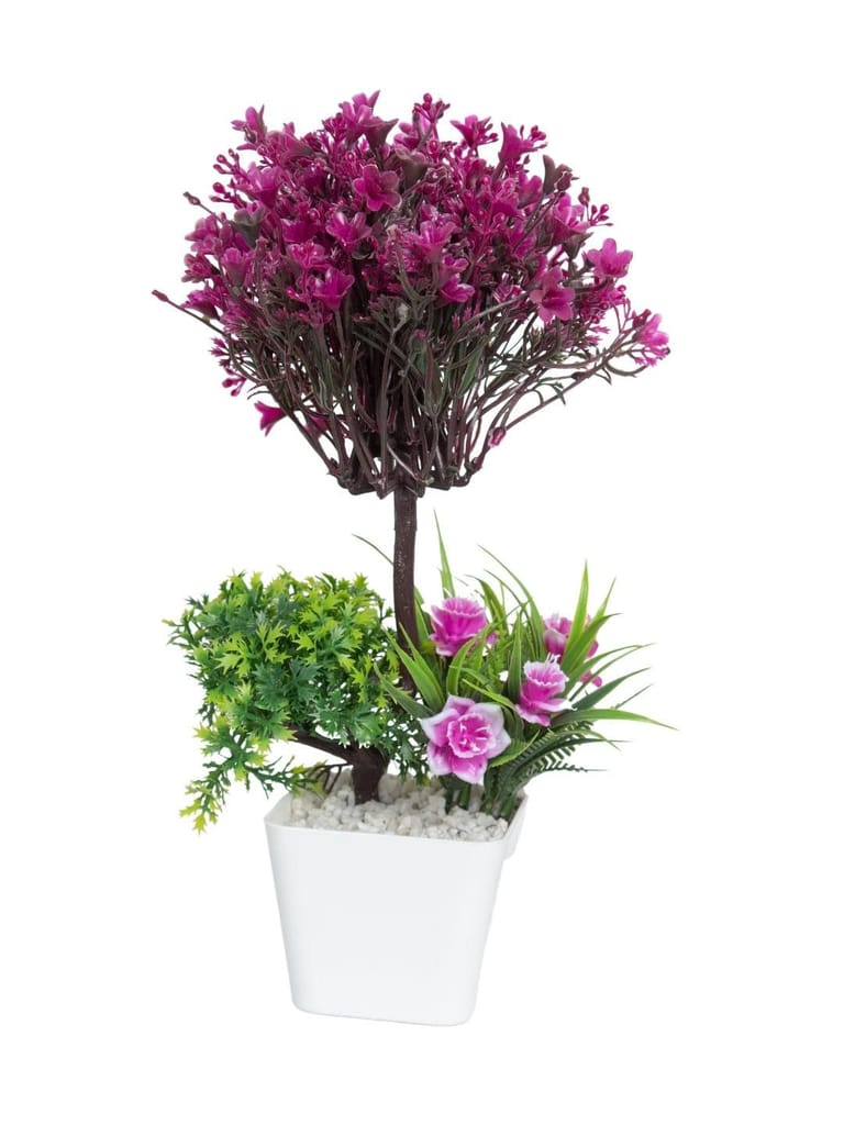 Burgundy Faux Flower Vase For Home Décor