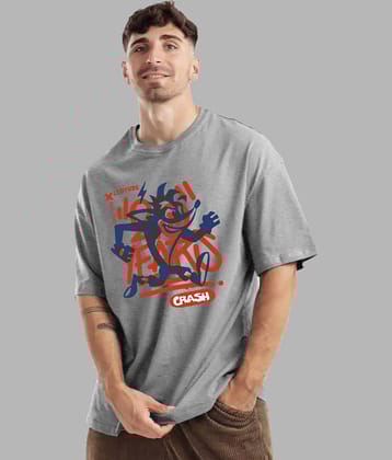 Leotude Pack of 1 Cotton Blend Oversized Fit Men's T-Shirt ( Grey )