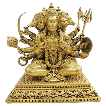 Brass Panchmukhi Hanuman Religious Idol | Temple Decor, Height : 6 Inch (BSMAS1736 I)