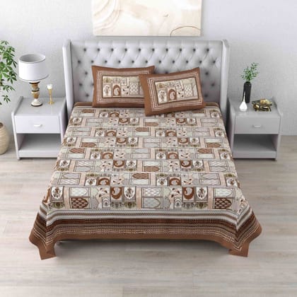 Bedsheet Adda Premium Pure Cotton Jaipuri Double Bedsheet & Pillow Covers