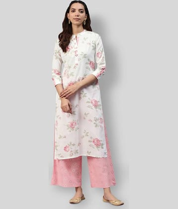 JC4U - White Straight Cotton Women's Stitched Salwar Suit ( Pack of 1 )