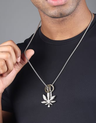 Marijuana Pendant-Without chain / Metallic Grey