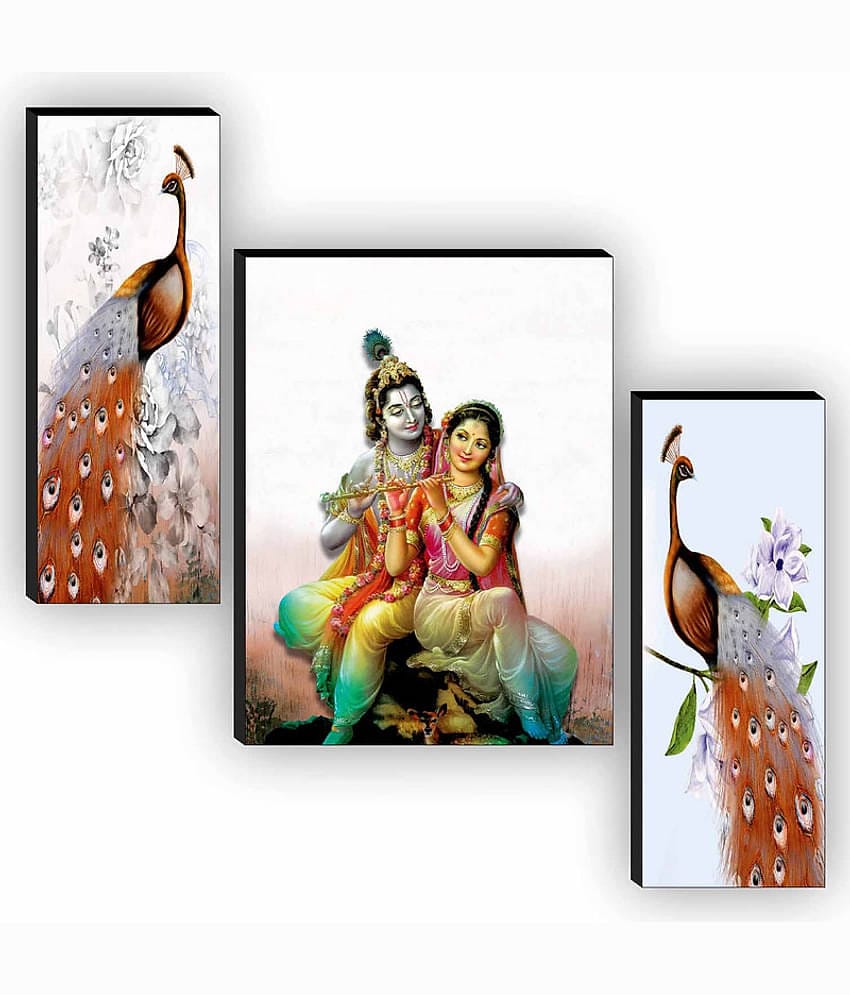 Saf radha krishna with couple peacock modern art MDF Painting Without Frame
