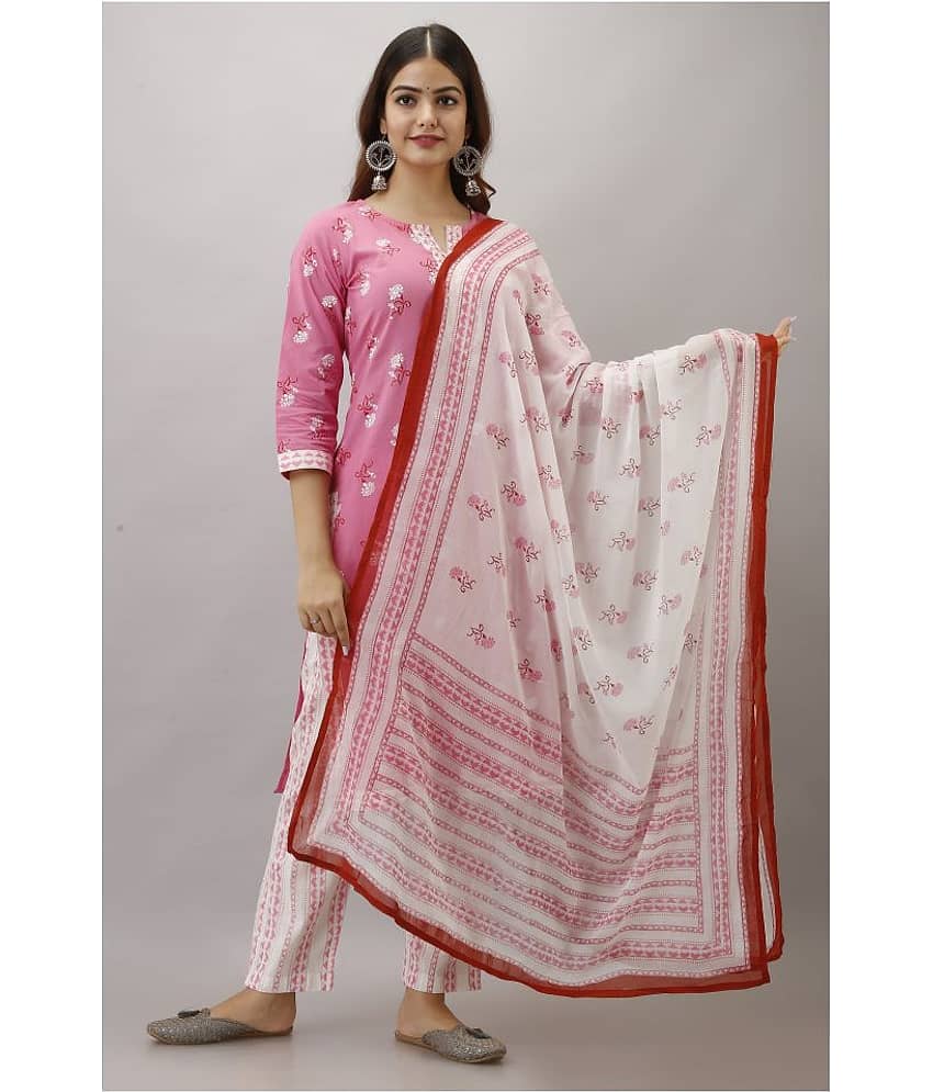 FABRR - Pink Straight Cotton Women's Stitched Salwar Suit ( Pack of 1 )