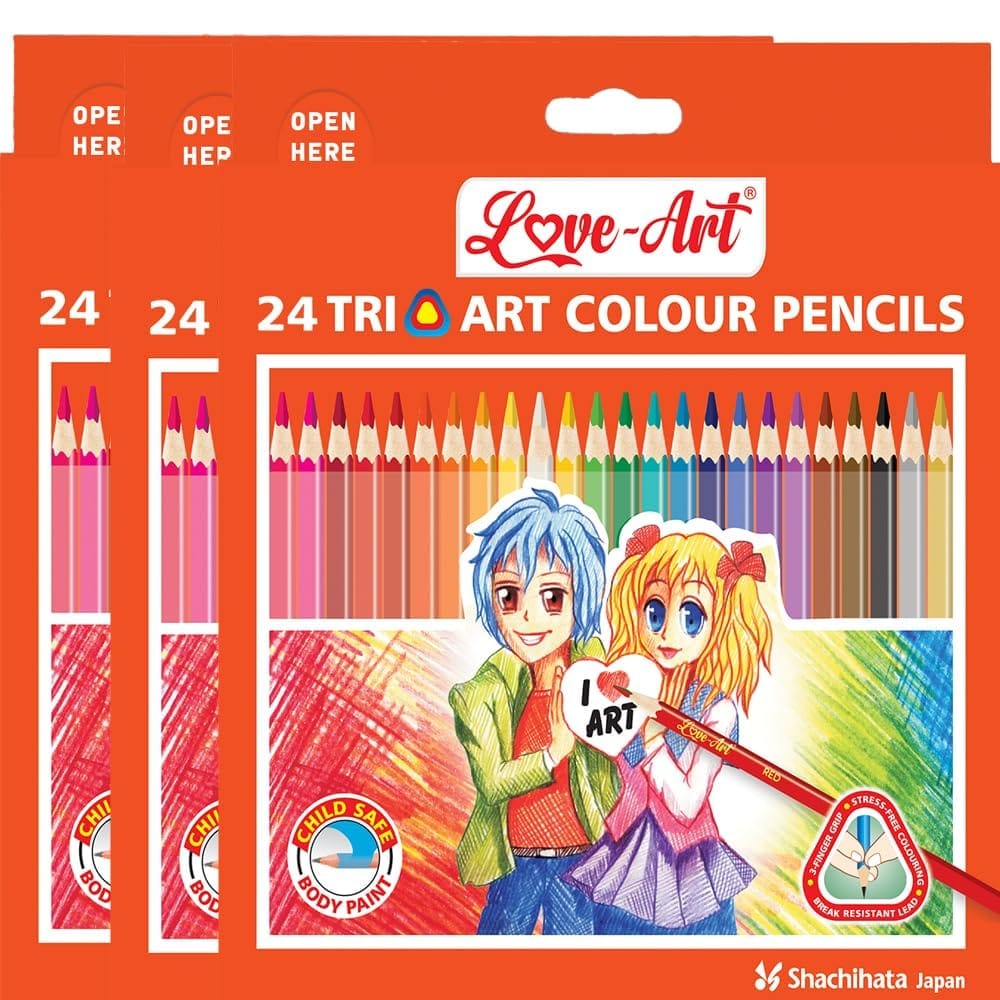 Artline Colour Pencil Pack of 24 X 3 Packs | Bright Smooth Colours