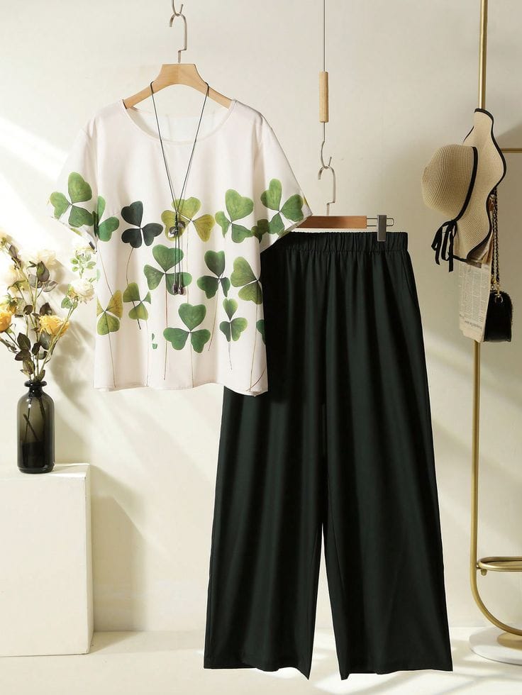 Elevate Your Style – Artistic Leaf Pattern Co-Ord-S