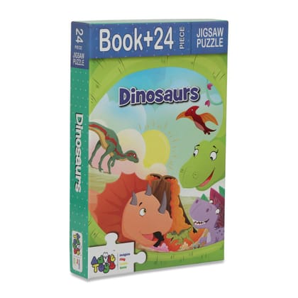 Advit Toys Dinosaurs Jigsaw Puzzle - 24 Piece + 16 Pages Educational Book