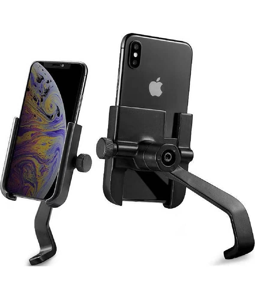 Mirror Mount mobile Holder for Bike & Scooty Metal Body 360 Degree Rotation
