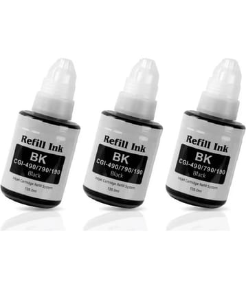 TEQUO Ink For Gi-790 G3010 Black Pack of 3 Cartridge for GI-790 BLACK INK Printers G1000,G1010,G1100,G2000,G2002,G2010,G2012,G2100,G3000,G3010,G3012,G3100,