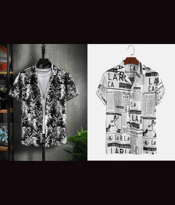 Qlonz store Elastane Regular Fit Printed Half Sleeves Men's Casual Shirt - Multi ( Pack of 2 )