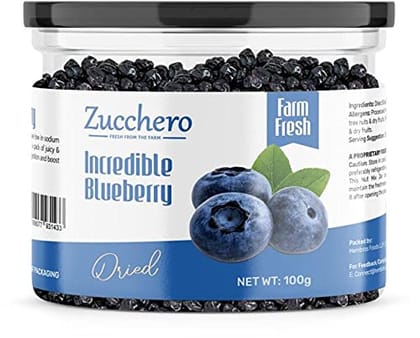 Zucchero Dried Blueberry, Jumbo whole, 100g - Rich Phytoflavinoids | Juiciest Berry | Californian Zucchero Dried Blueberry, Jumbo whole, 100g - Rich Phytoflavinoids | Juiciest Berry | Californian