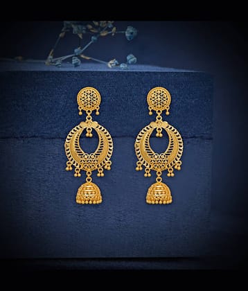 LUV FASHION Gold Chandelier Earrings ( Pack of 1 )