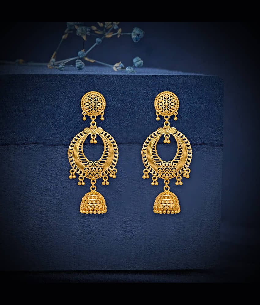 LUV FASHION Gold Chandelier Earrings ( Pack of 1 )