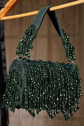 Green Suede Embroidered Flap Bag Green Suede Embroidered Flap Bag