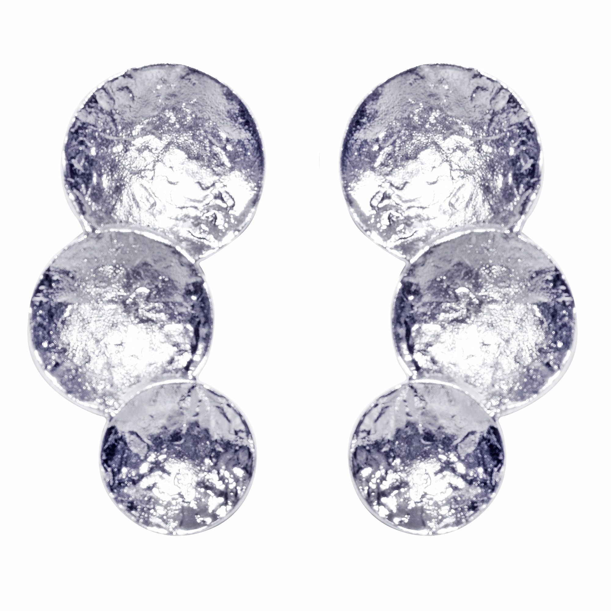 Stud W/ 3 Bowls Silver Earring
