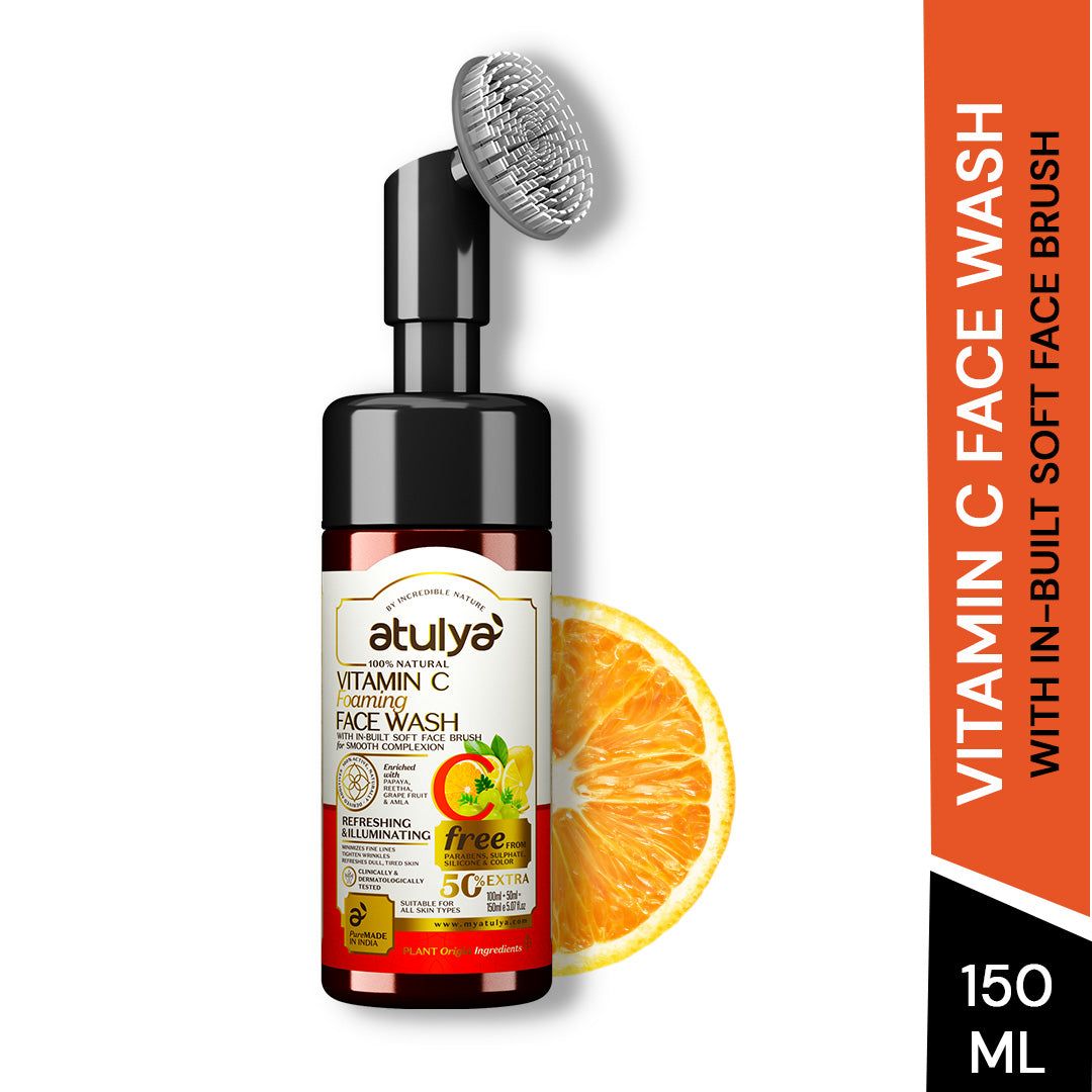 Atulya Vitamin C Foaming Face Wash with Silicone Brush - 150ml