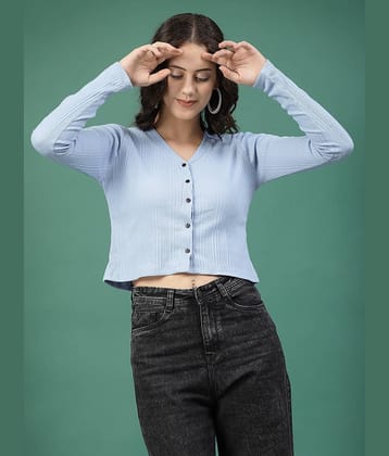 Rigo Light Blue Cotton Women's Crop Top ( Pack of 1 )