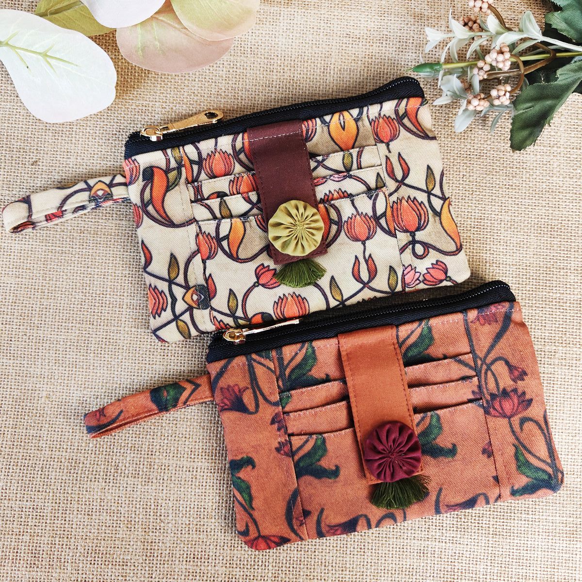 Front Card Wallet- Peach-Art Nouveau Combo